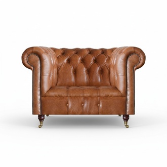Hellbrauner Chesterfield Chefsessel Designer Wohnzimmer Edle Lehnsessel