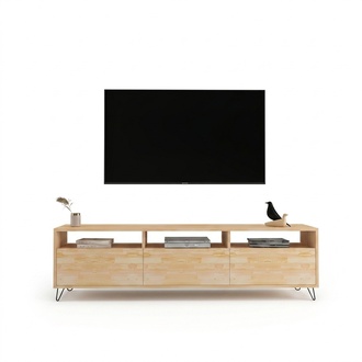 Hellbrauner TV-Ständer Designer Lowboard Holz Wohnzimmer Möbel Edle RTV