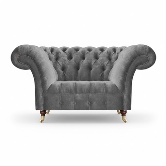 Hellgrauer Chesterfield Einisitzer Moderner Textilsessel Polstermöbel