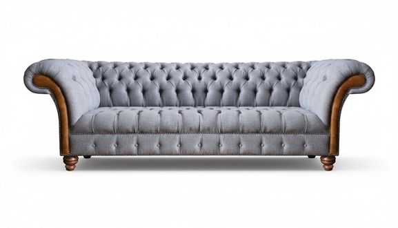 Hellgraues Chesterfield Polstersofa Wohnzimmer Designer Couch 4-Sitzer