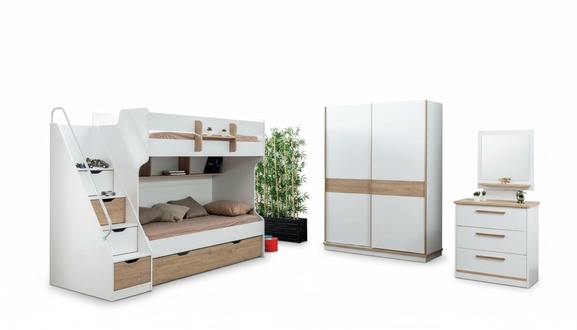 Hochbett Etagen Bett Kommode Spiegel Schlafzimmer Spiegel Schrank 4tlg
