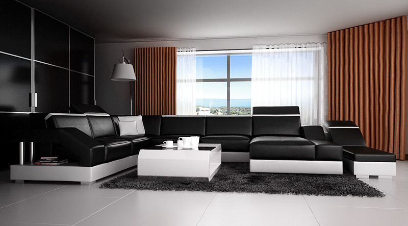 Ledersofa Sofa Couch Wohnlandschaft Ecksofa Garnitur Design Modern