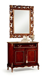 Holz Italienische Möbel 2tlg Set Möbel Stil Barock Luxus Kommode mit Spiegel
