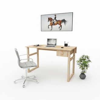 Hellbeiger Kompakter Schreibtisch Designer Computertisch Edle Büro Möbel