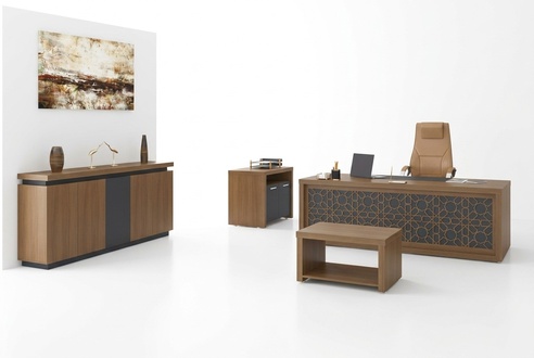 Holzmöbel Büro Set Schreibtisch Couchtisch Arbeitszimmermöbel 4tlg