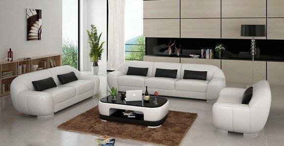 Sofagarnitur Sofa Couch Polster Leder Sitz Komplett Sofas Set 3+2+1 Homberg