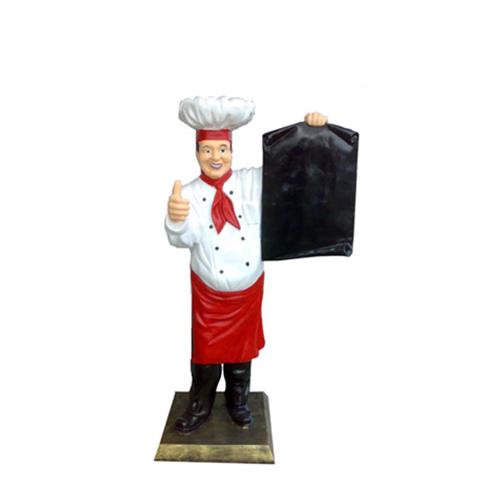 Koch Figur Statue Skulptur Werbefigur Menütafel Werbeaufsteller Restaurant