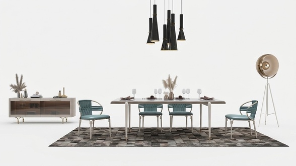 Italienische Stil Möbel Esszimmer Garnitur Stuhl Gruppe Tisch 5tlg. Set Sets Neu
