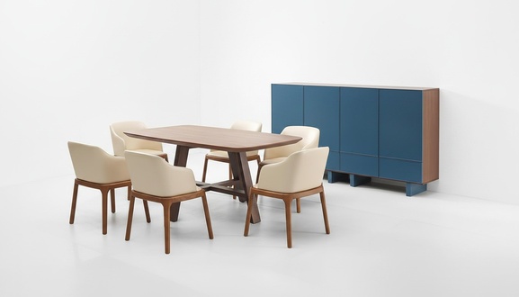 Italiensches Ess Zimmer Möbel 6x Lehn Stühle Tisch XXL Kommode Holz 9 tlg. Set