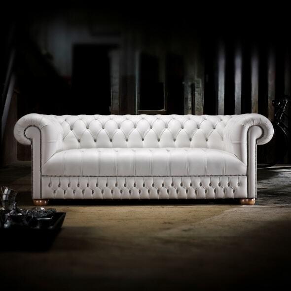 Chesterfield Couch Polster Weiße Leder Sofa Couchen Weiß 100% Leder Sofort
