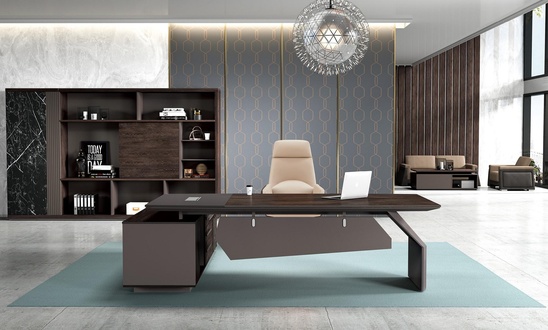 Büroeinrichtung 2tlg. Set Schreibtisch Tische Chef Tisch + Aktenschrank Regal