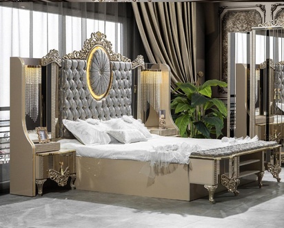 Luxus Schlafzimmer Garnitur 3tlg – Klassisches Design in Beige Sofort
