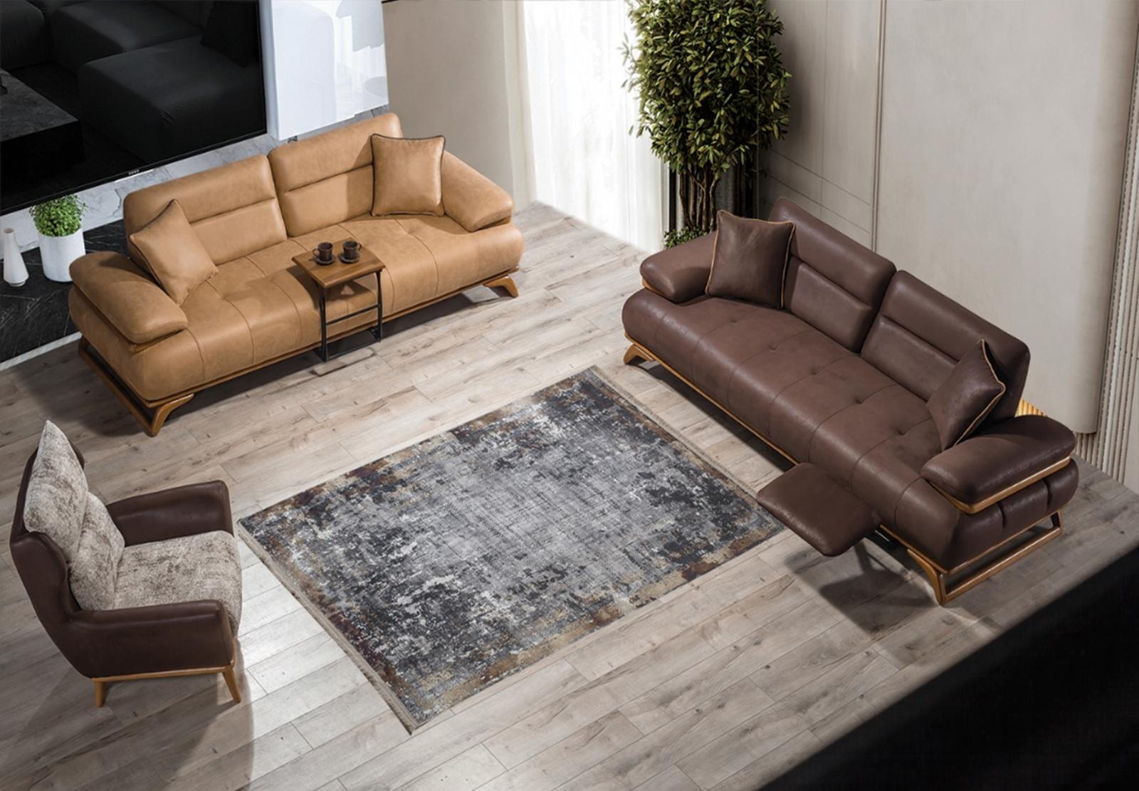 Modern Wohnzimmer Möbel Luxus Sofagarnitur 3+3+1 Sitzer Beistelltisch Sofort