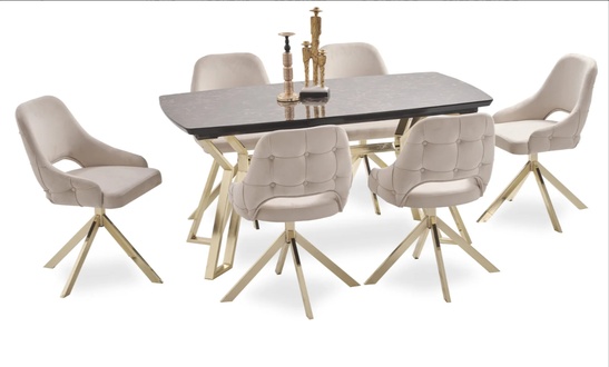Exklusiver Esszimmer Set Designer Esstisch Luxuriöse 6x Polsterstühle Sofort
