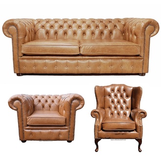Chesterfield Sofagarnitur Leder Textil Chesterfield Komplett Set Sofa