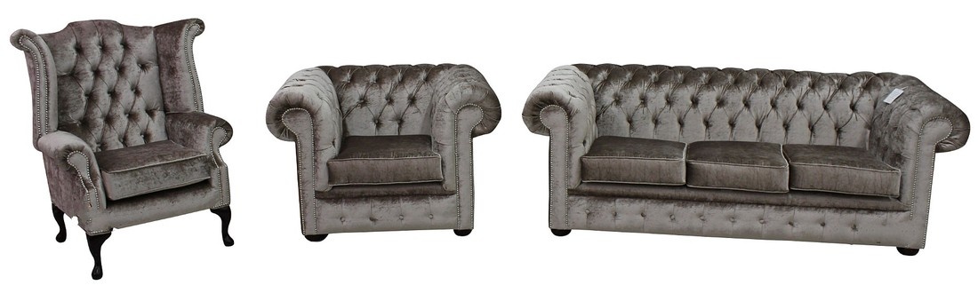 Chesterfield Sofagarnitur Leder Textil Chesterfield Komplett Set Sofa