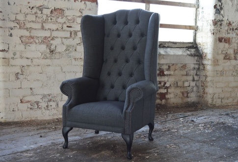 Ohrensessel Sessel Fernseh Design Polster Sofa Couch Chesterfield Textil
