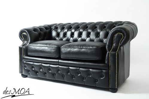 Sofa Couch Chesterfield Polster Sofas 2 Sitzer Leder Textil Lounge