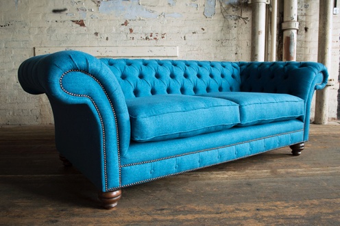 Chesterfield Design Luxus Polster Sofa Couch Sitz Garnitur Leder Textil