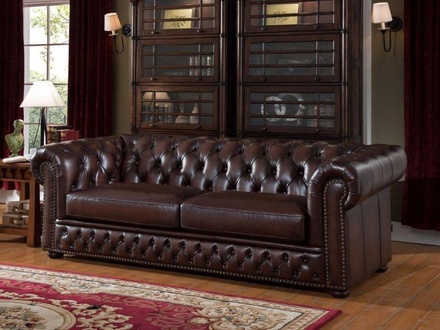 Chesterfield design luxus Sofa Polster garnitur Leder 3 Sitzer 100% Leder Sofort