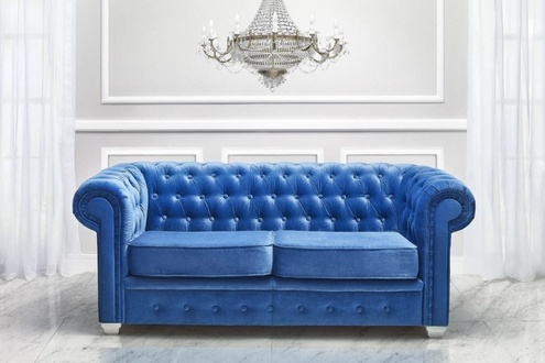 Chesterfield Design Luxus Polster Sofa Couch Sitz Garnitur Leder Textil