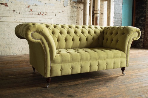 Design Polster Couch Rollen Sofa Sitz Textil Stoff Garnitur Chesterfield