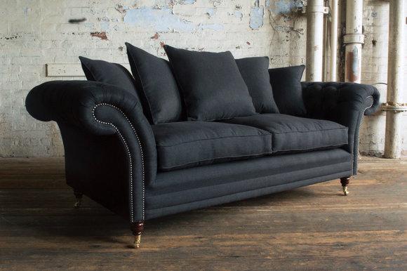 Chesterfield Design Luxus Polster Sofa Couch Sitz Garnitur Leder Textil