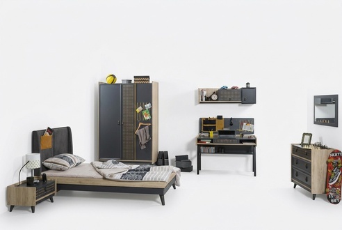 Jugend Kinder Zimmer Nachttisch Schrank Modern Schlafzimmer Kommode Tisch 5tlg.