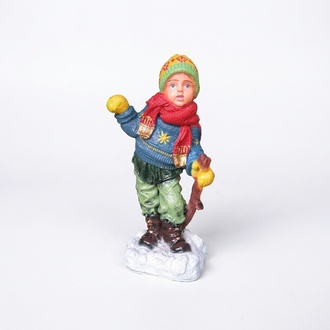 Junge Schnee Winter Figur Statue Deko Figuren Dekoration Garten Skulptur