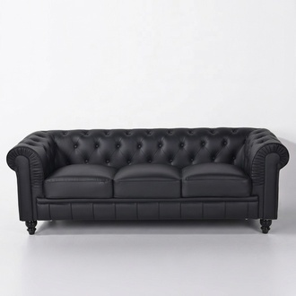 jvmoebel ® - Leder Sofa Couch - Schwarze Polster Dreisitzer Couch