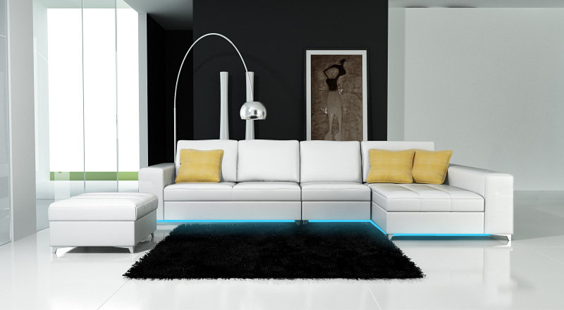 Ledersofa Sofa Couch Wohnlandschaft Ecksofa Eck Garnitur Design Modern