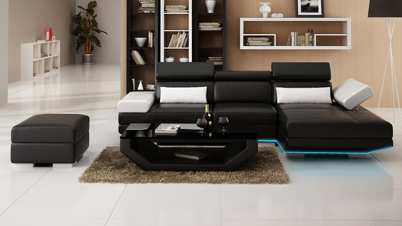 Ledersofa L-Form Couch Wohnlandschaft Ecksofa Garnitur Design Modern