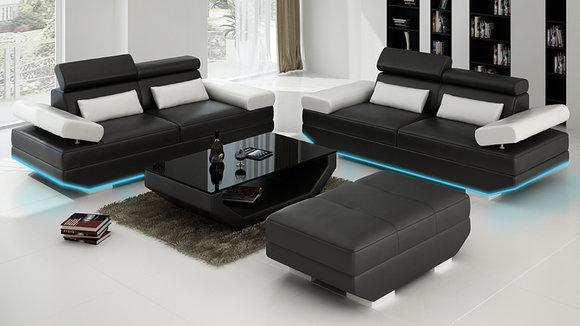 Ledersofa Sofa Couch Wohnlandschaft 3+3 Garnitur Design Modern Sofa