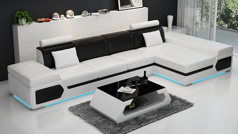 Ledersofa Sofa Couch Wohnlandschaft Ecksofa Garnitur Design Modern