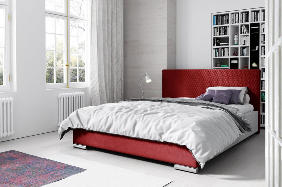 Bettrahmen Doppelbett Bett Rot Ehebett Betten Polsterbett Modern Polyester 180cm