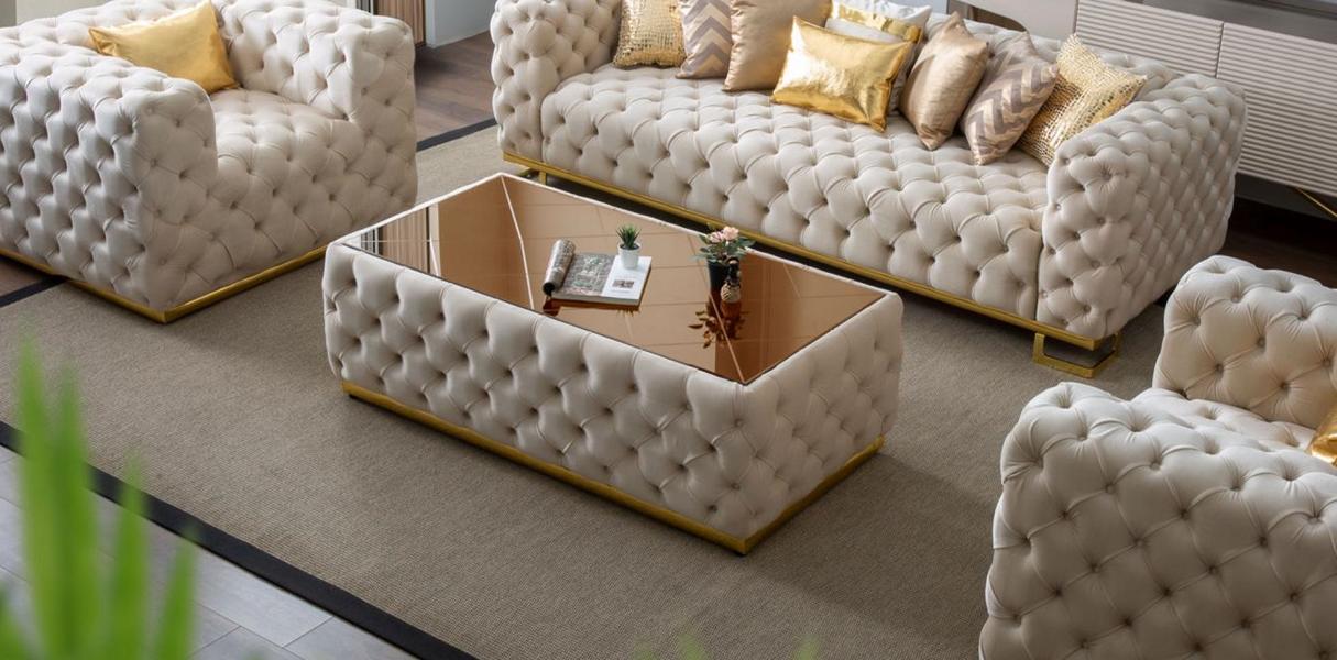 Couchtisch rechteckige Couchtische Chesterfield Glastisch Tisch Möbel