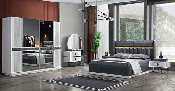 Schlafzimmer Möbel Set Bett Nachttisch Kommode Kleiderschrank 5tlg