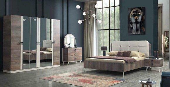 Komplettes Schlafzimmer Bett Bank Schminktisch Kleiderschrank 5tlg.