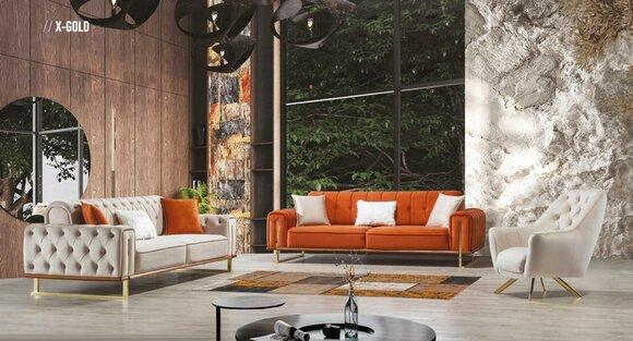 Luxus Möbel US Stil Chesterfield Sofagarnitur Couch Mehrfarbig Sofa