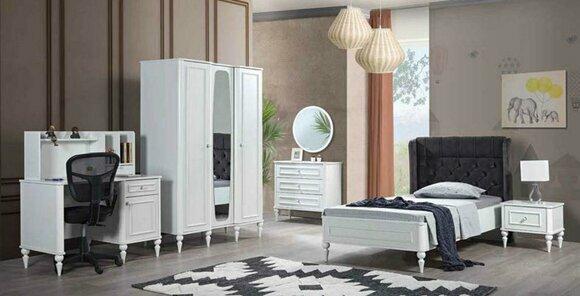 Schlafzimmer Bett Nachttisch Kleiderschrank Kommode Spiegel Set 6tlg