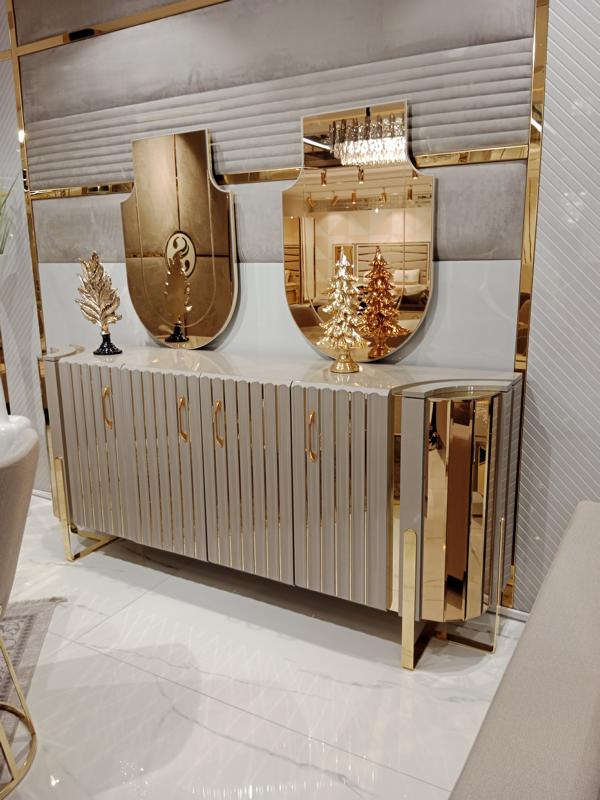 Moderne Anrichte mit 2 Spiegeln – Stilvolles Design in Grau Sofort