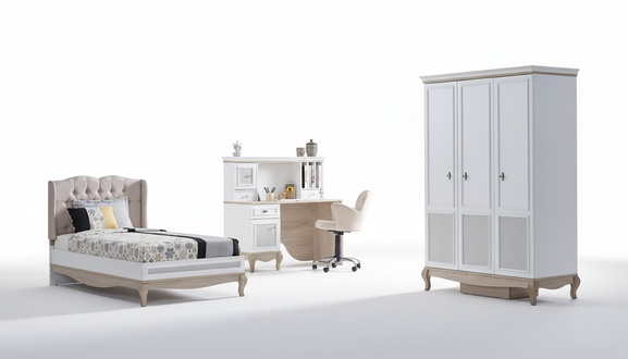 Kinder Jugendzimmer Bett + Schreibtisch + Kleiderschrank 3-teilige