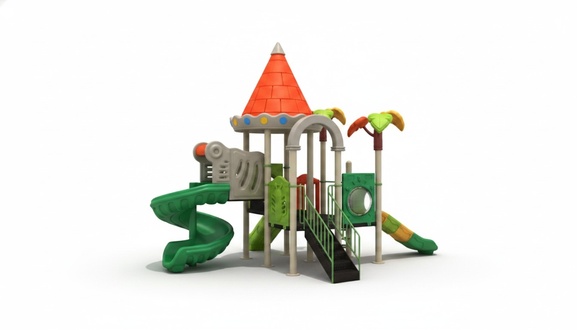 Kinderspielplatz Spielturm mit Rutschen Turm Plastik Tiere Spielplatz