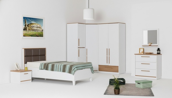 Kinderzimmer Garnitur Luxus Kinderbett Nachttisch Kommode Schrank 4tlg