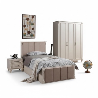 Kinderzimmer-Set aus Holz in Beige mit modernem Design
