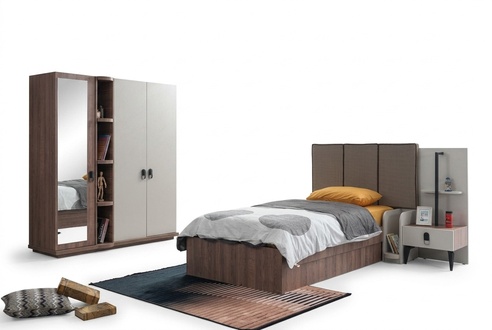 Kinderzimmer Set Bett Nachttisch Kleiderschrank Braun Modern Hochwertig Möbel