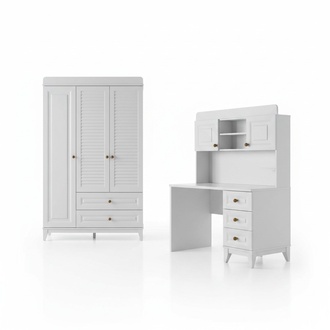 Kinderzimmer Set Kleiderschrank Schreibtisch Tisch 2tlg. Set Einrichtung Möbel