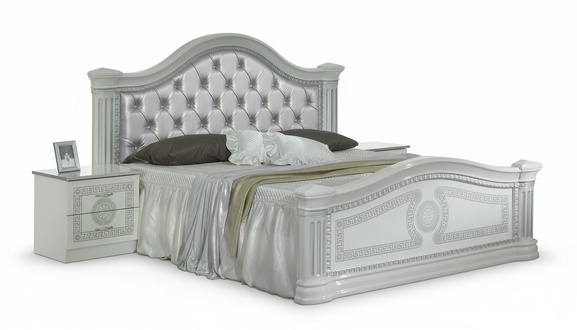 Klasse Schlafzimmer Set 3tlg Bett Doppelbett Betten 2x Nachttisch Chesterfield
