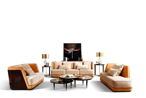 Klassische Design Couch Sitz Polster Komplett Set Garnitur 3+2 Holz Textil