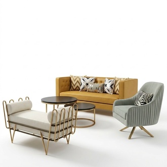 Klassische Designer Couch Sitz Polster 3+1+Hocker Sitzer Garnitur Sofa